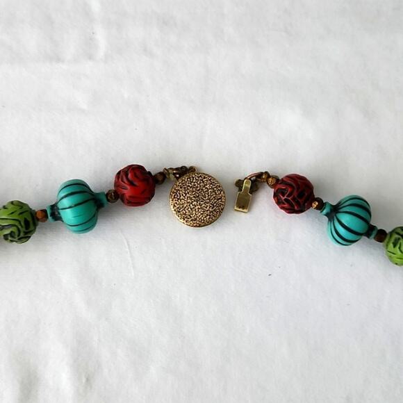 Vintage Brass Beaded Statement Necklace | Handmade Bold Jewelry - Picture 6 of 6